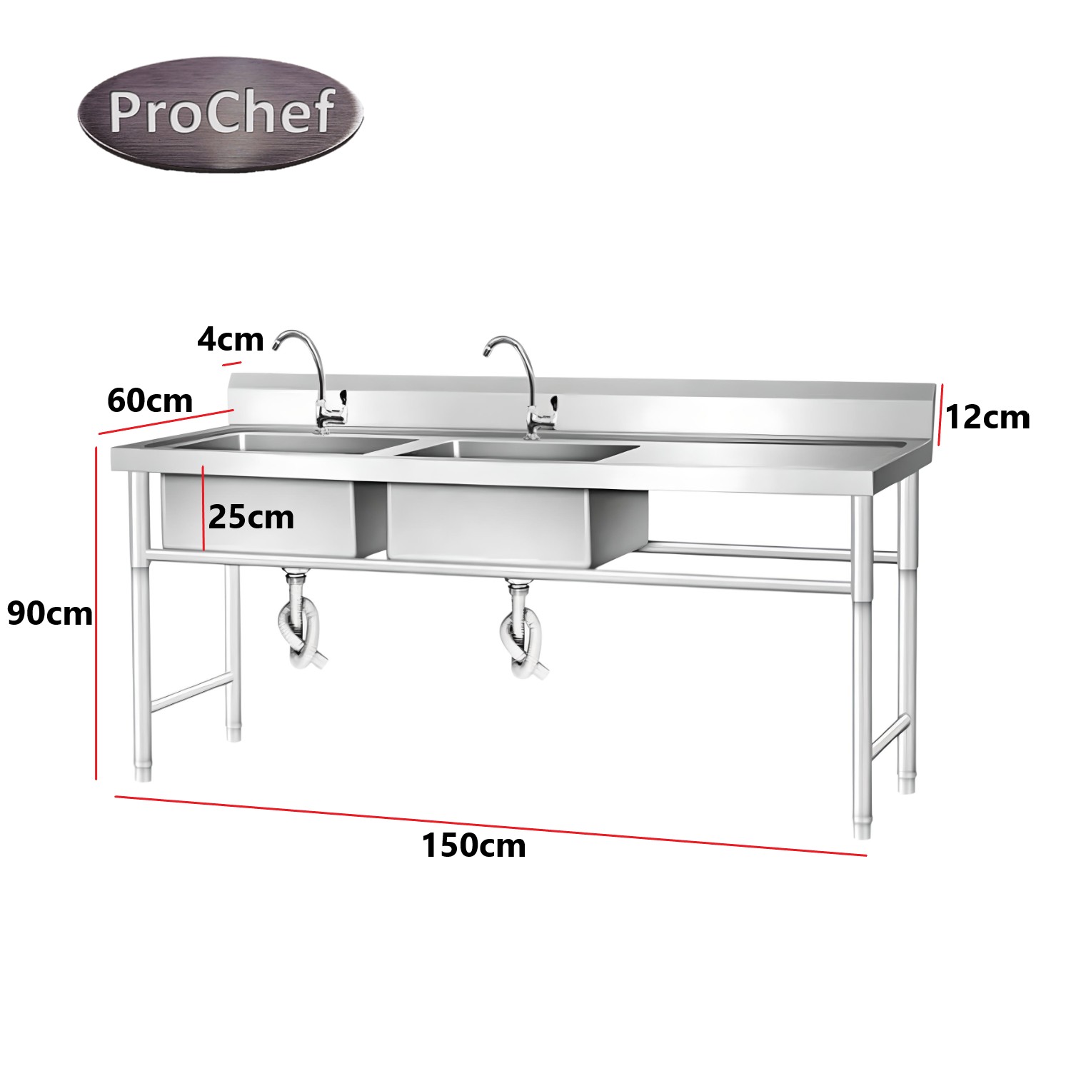 LAVAFONDOS DOBLE ACERO INOX. 150X60X90 CM. SECADOR DERECHO - 4
