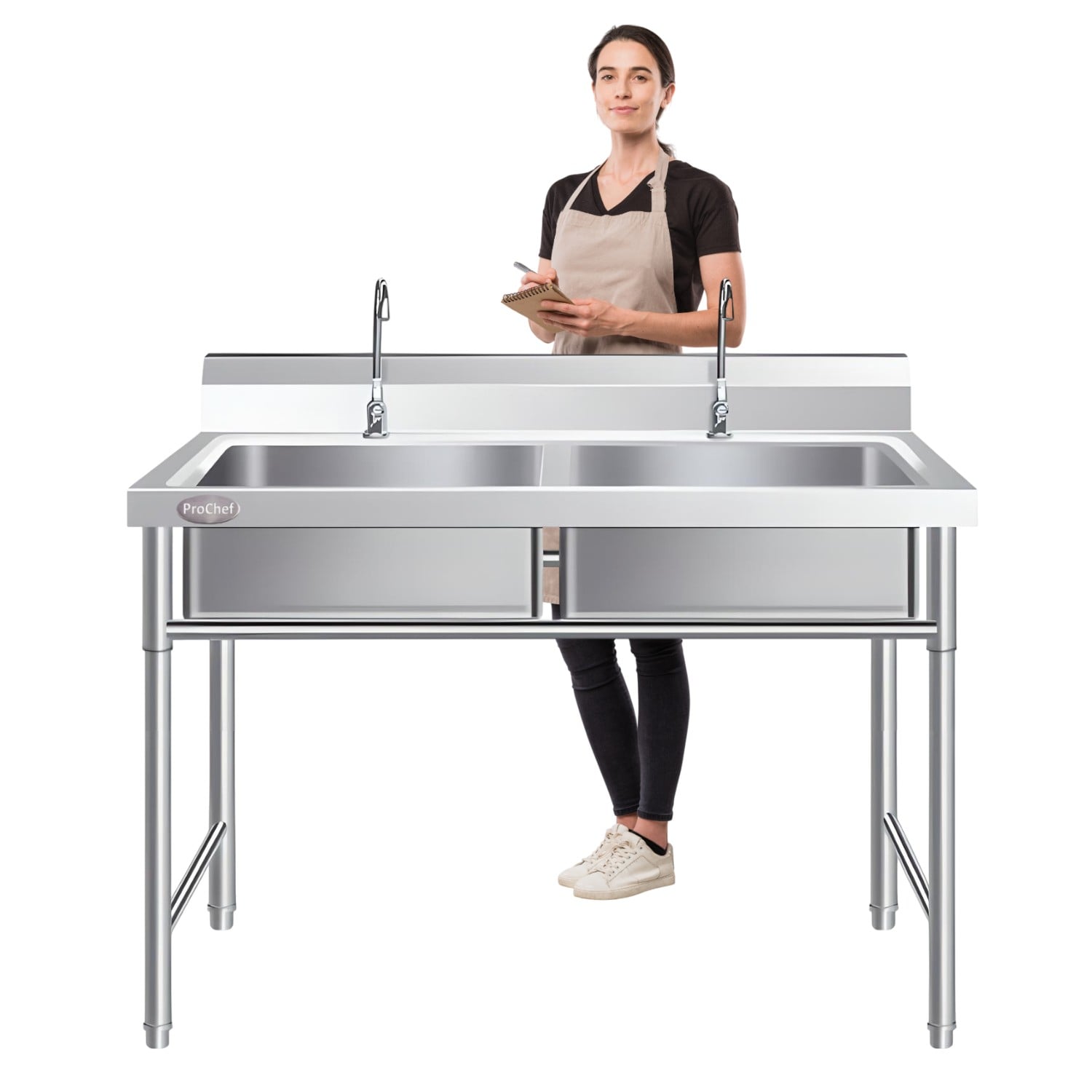 LAVAFONDOS DOBLE ACERO INOX. 120X60X90 CM. CON GRIFERIA - 2