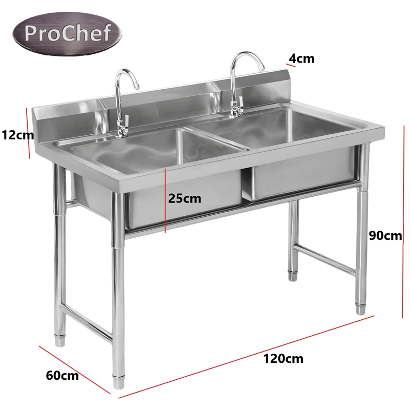 LAVAFONDOS DOBLE ACERO INOX. 120X60X90 CM. CON GRIFERIA - 4