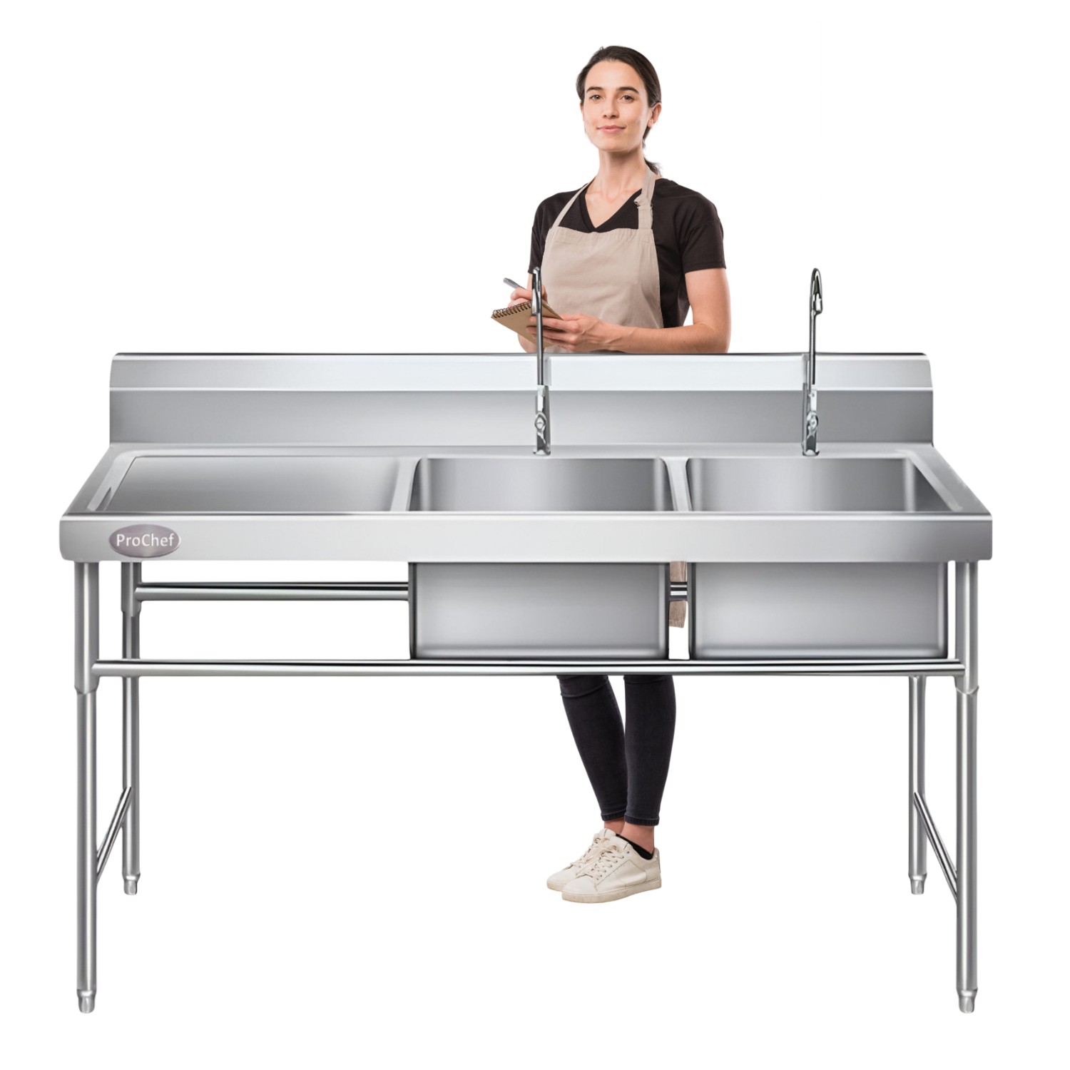 LAVAFONDOS DOBLE ACERO INOX. 150X60X90 CM. SECADOR IZQUIERDO - 2