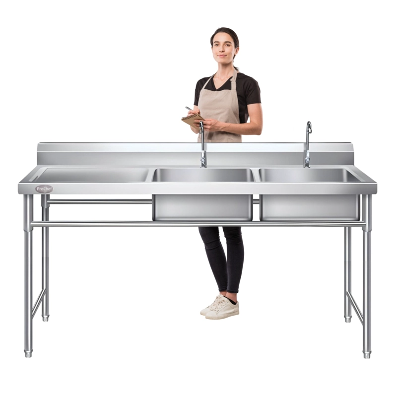 LAVAFONDOS DOBLE ACERO INOX. 180X60X90 CM. SECADOR IZQUIERDO - 2
