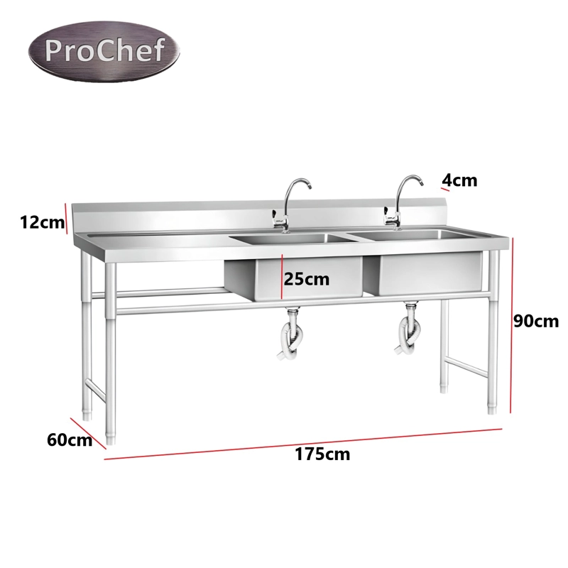 LAVAFONDOS DOBLE ACERO INOX. 180X60X90 CM. SECADOR IZQUIERDO - 4