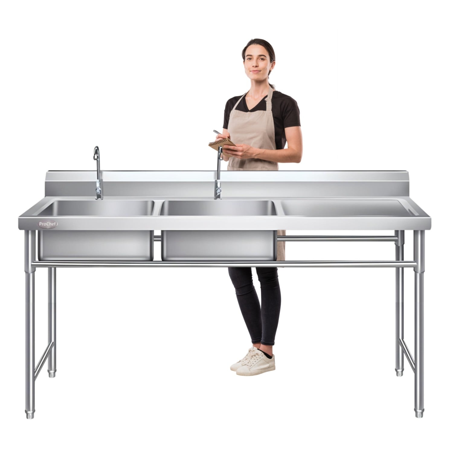 LAVAFONDOS DOBLE ACERO INOX. 175X60X90 CM. SECADOR DERECHO - 2