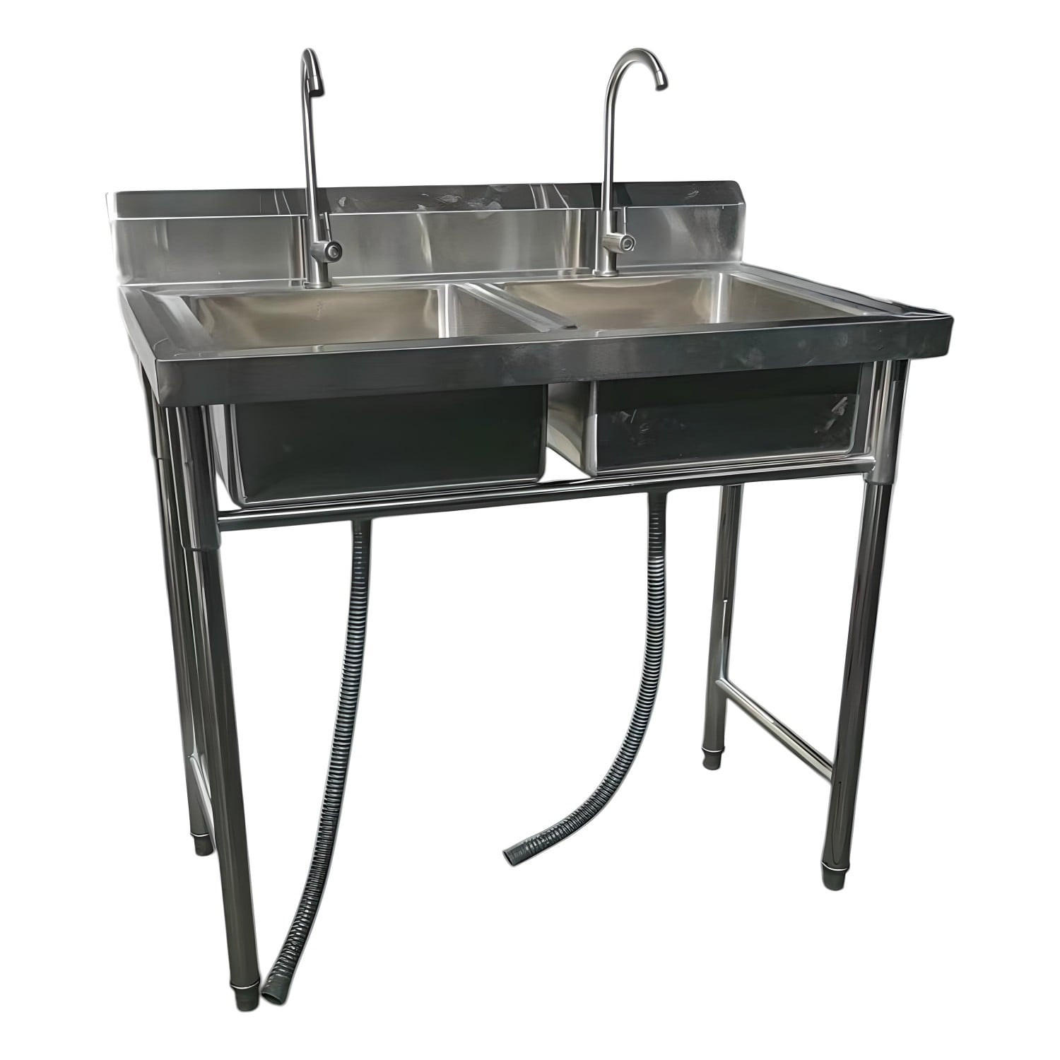LAVAFONDOS DOBLE ACERO INOX. 100X60X90 CM. CON GRIFERIA - 1