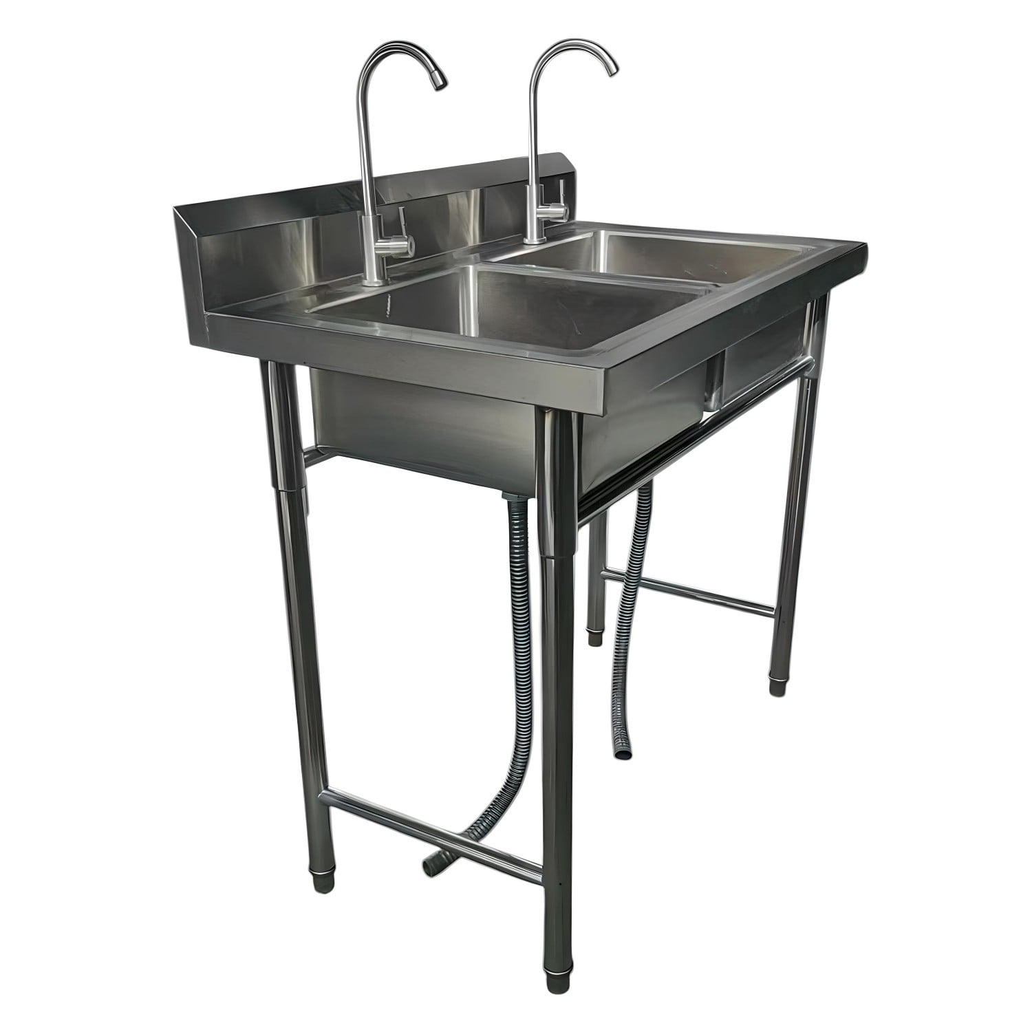 LAVAFONDOS DOBLE ACERO INOX. 100X60X90 CM. CON GRIFERIA - 3
