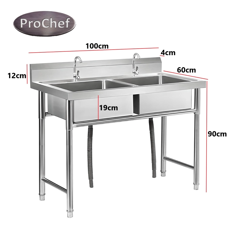 LAVAFONDOS DOBLE ACERO INOX. 100X60X90 CM. CON GRIFERIA - 4