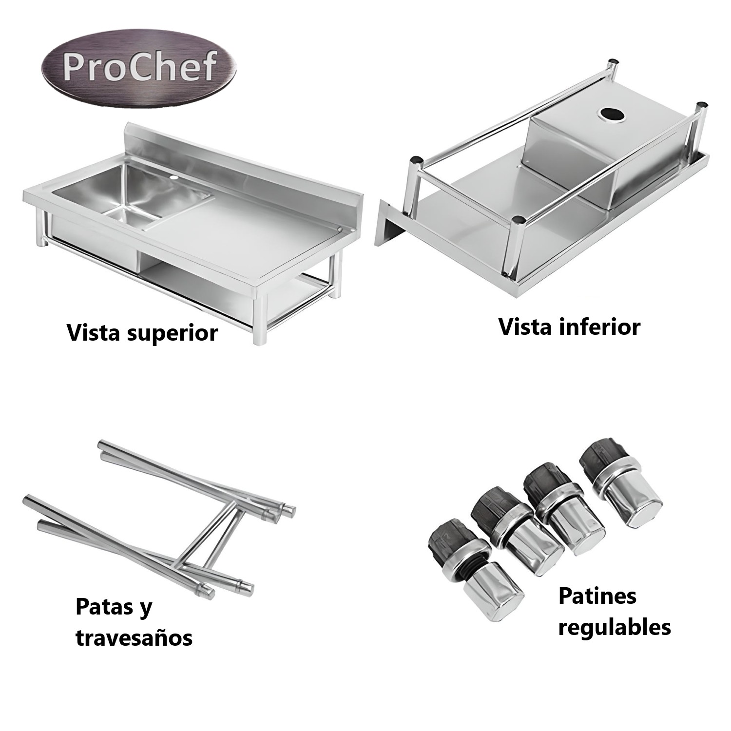 LAVAFONDOS ACERO INOX. 100X60X90 CM. SECADOR DERECHO - 3