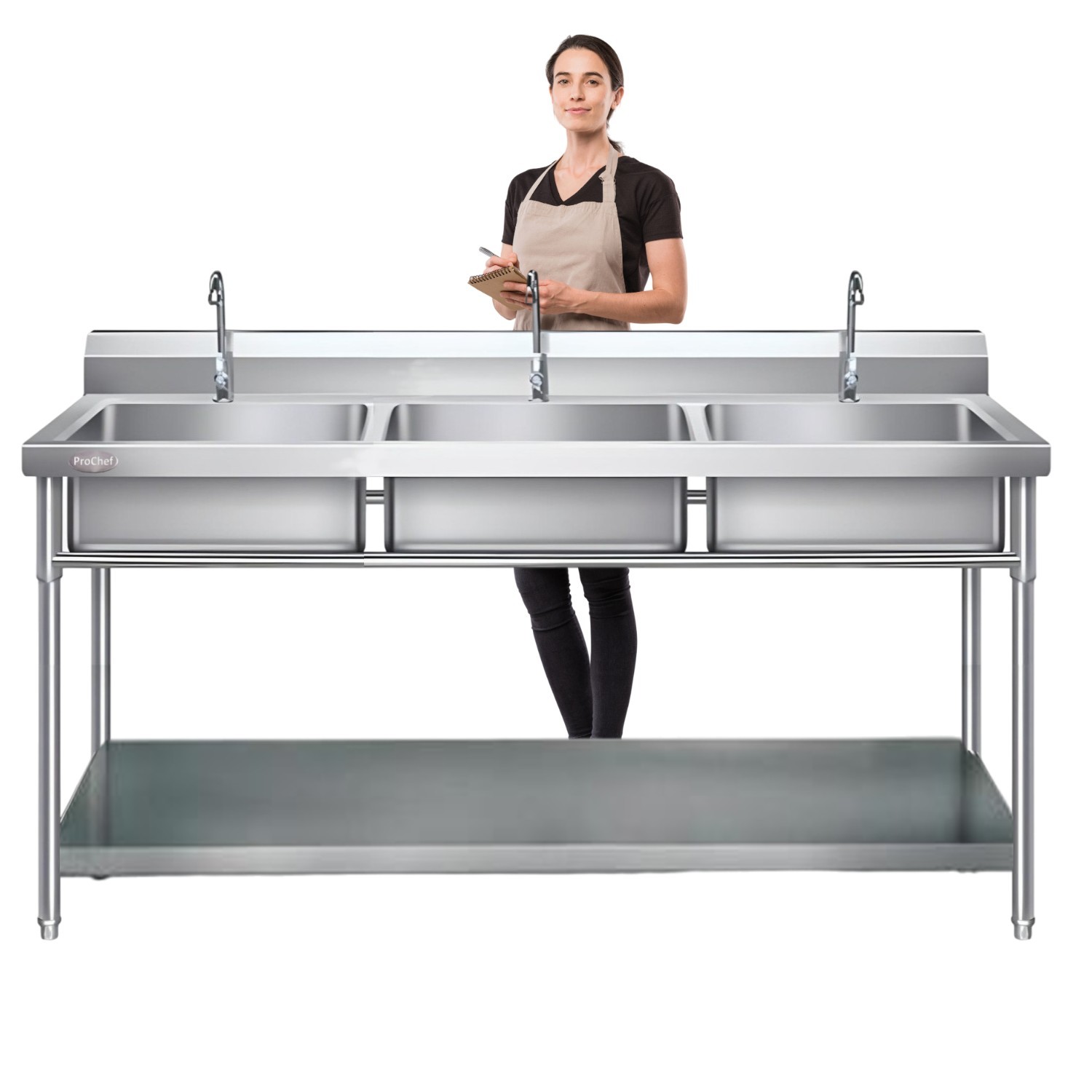 LAVAFONDOS TRIPLE ACERO INOX. 180X60X90 CM. - 2