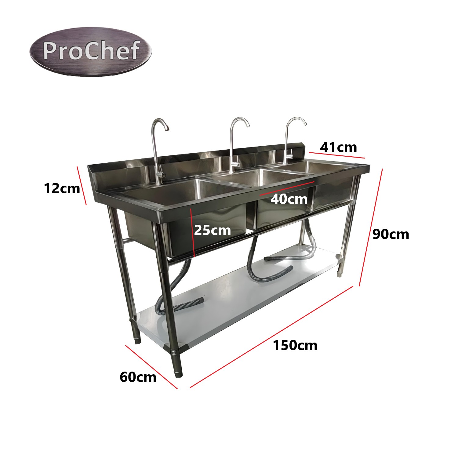LAVAFONDOS TRIPLE ACERO INOX. 180X60X90 CM. - 4