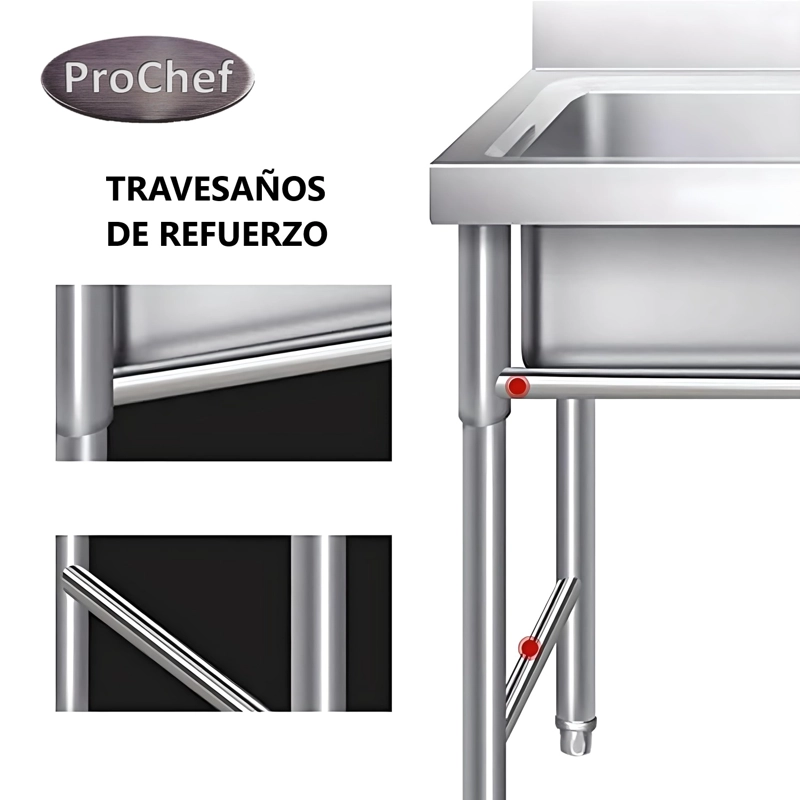 LAVAFONDOS TRIPLE ACERO INOX. 180X60X90 CM. - 8
