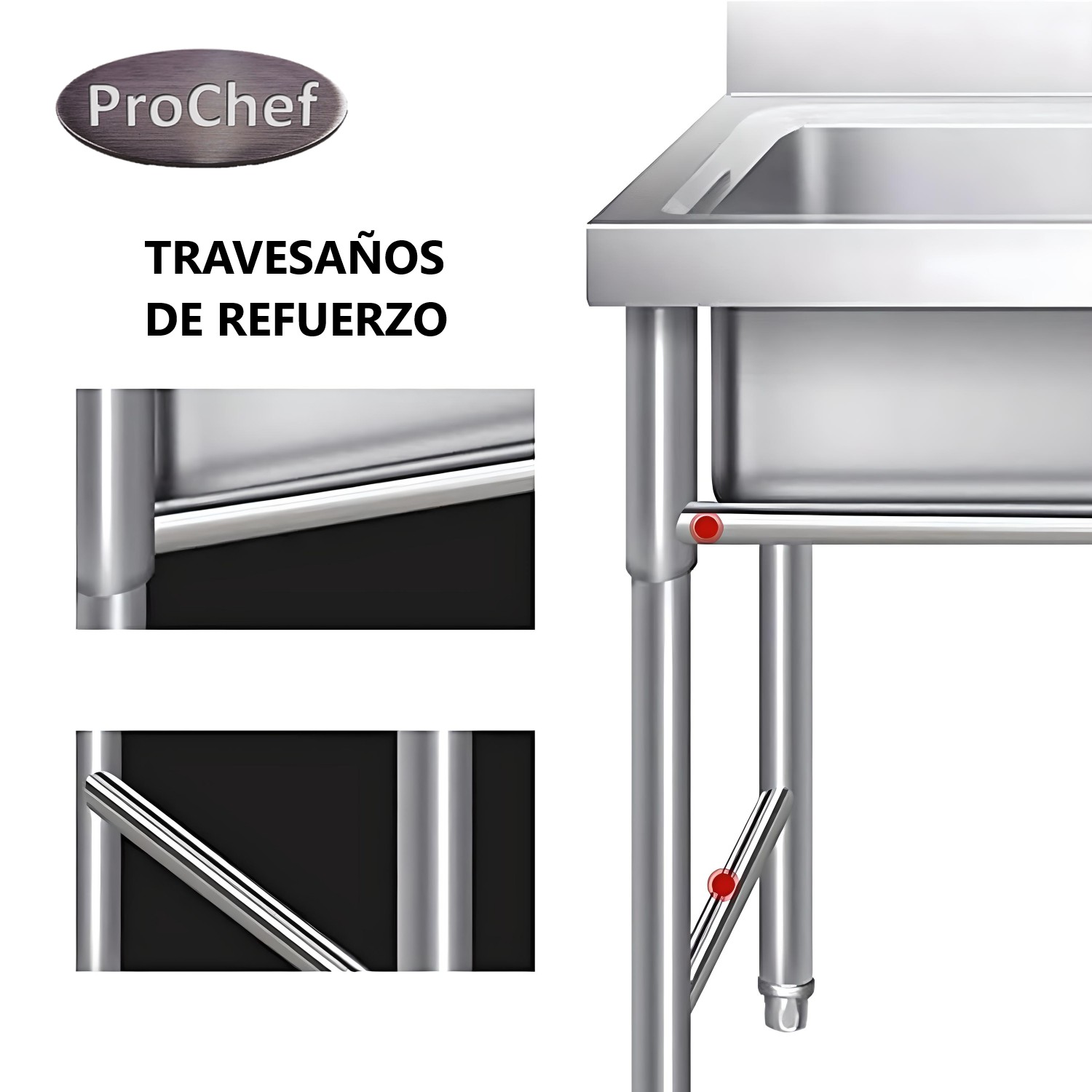 LAVAFONDOS TRIPLE ACERO INOX. 150X60X90 CM. - 8