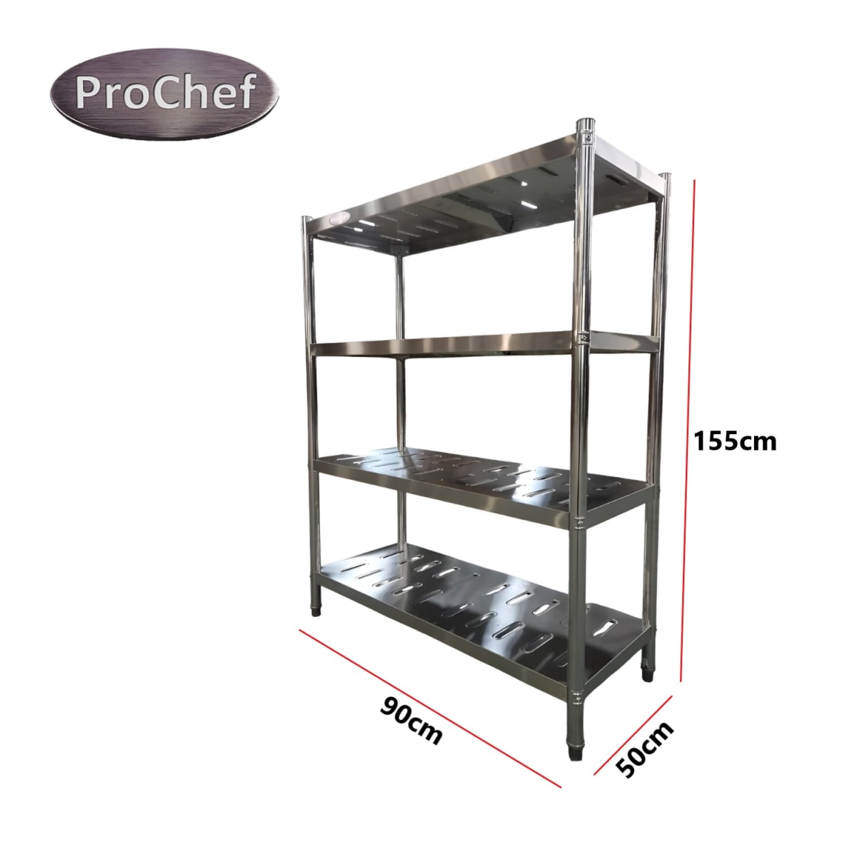 ESTANTE 4 BANDEJAS PERFORADAS 90X50X155 CM. ACERO INOX - 4