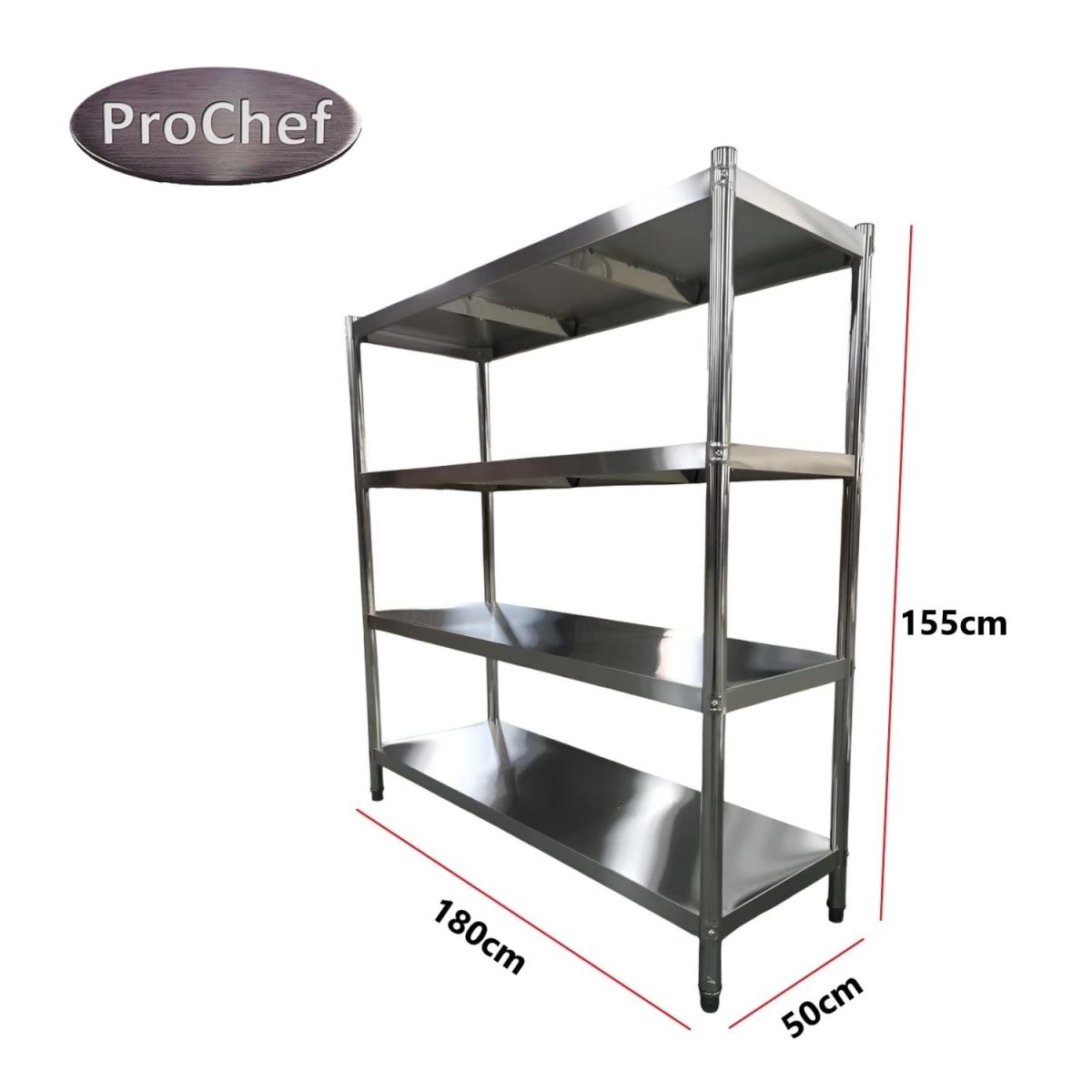 ESTANTE 4 BANDEJAS LISAS. 180X50X155 CM. ACERO INOX - 6