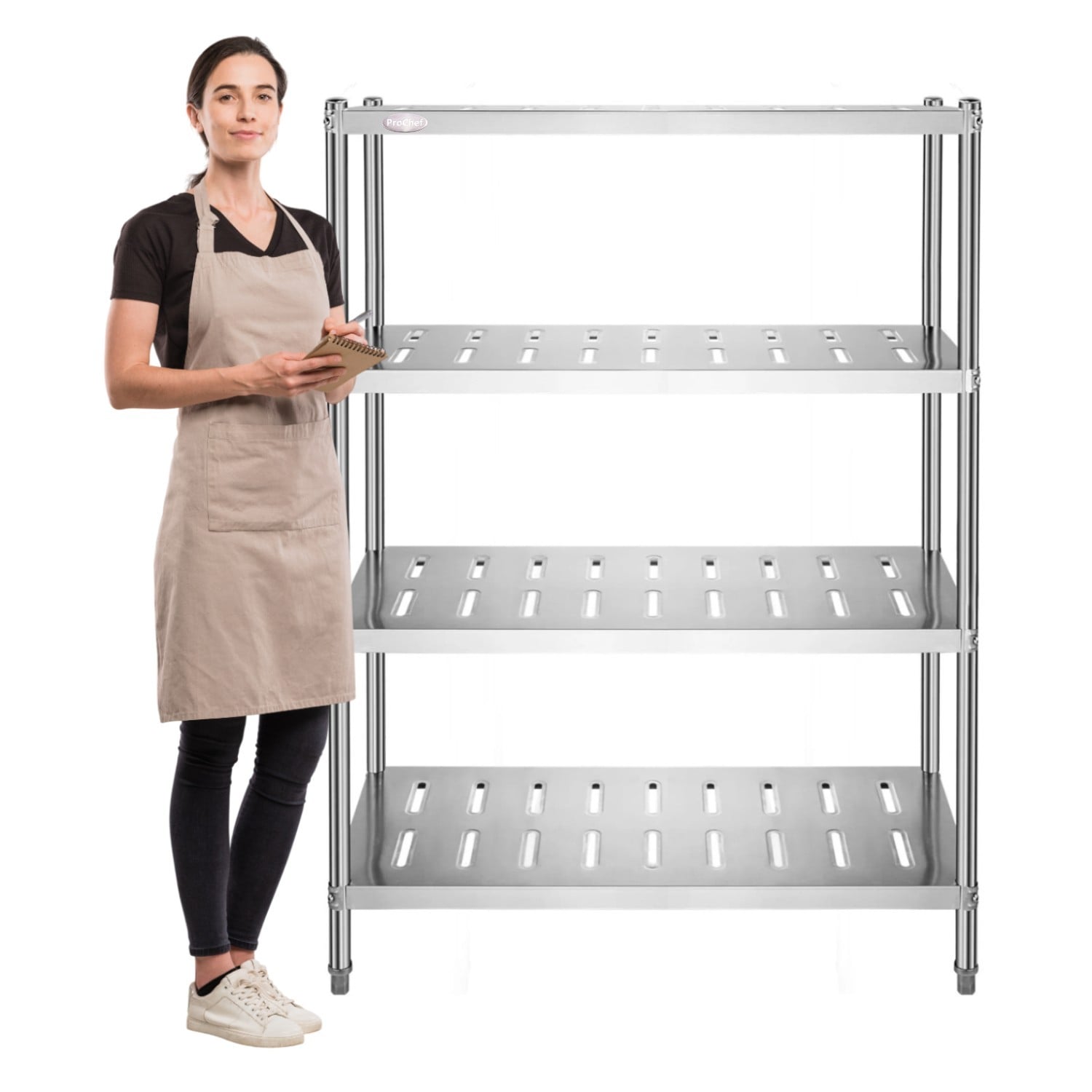 ESTANTE 4 BANDEJAS PERFORADAS 100X50X155 CM. ACERO INOX - 2