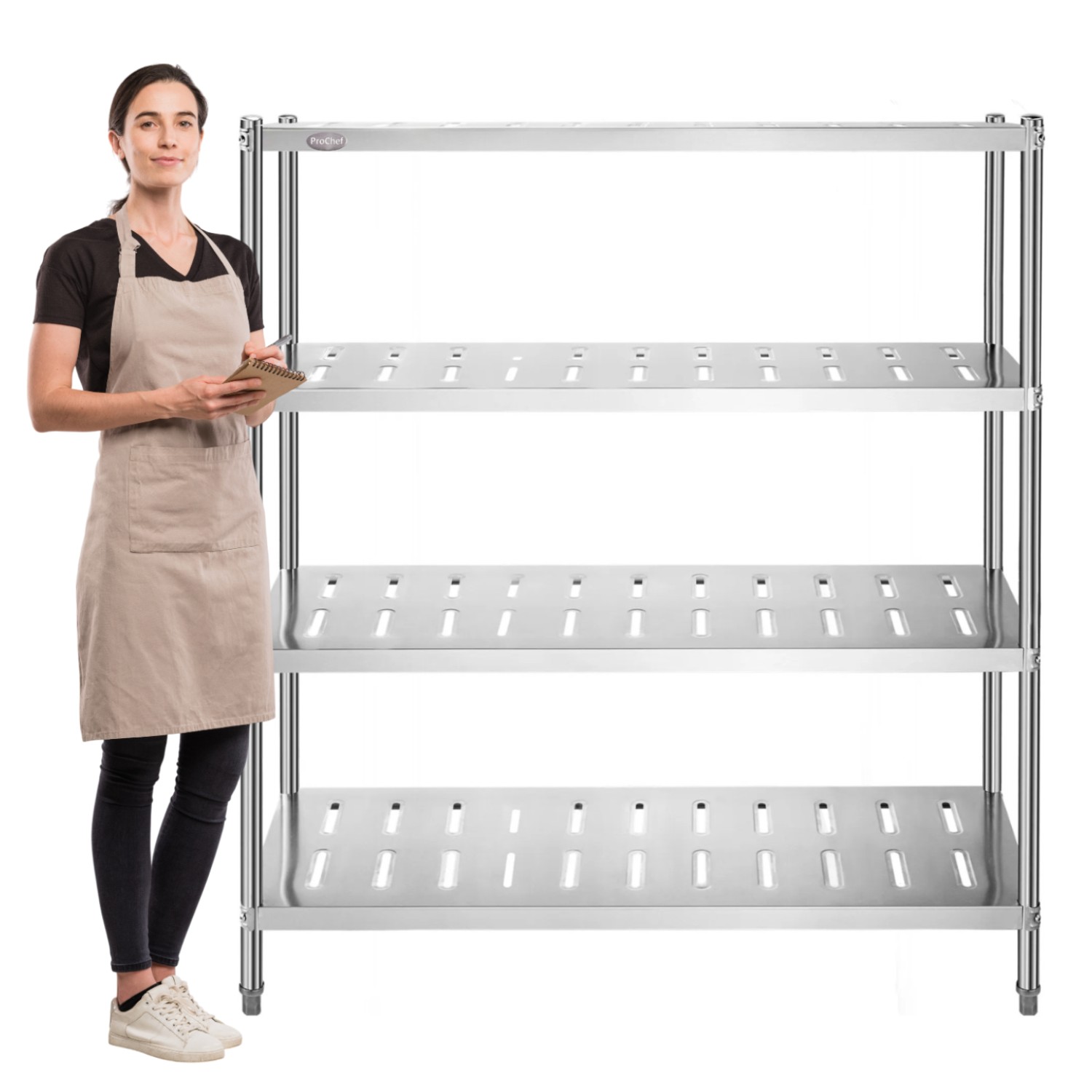 ESTANTE 4 BANDEJAS PERFORADAS 150X50X155 CM. ACERO INOX - 2