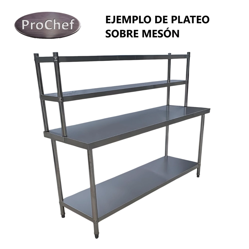 PLATEO O PASA PLATOS DOBLE 120X30X60 CM ACERO INOXIDABLE - 8