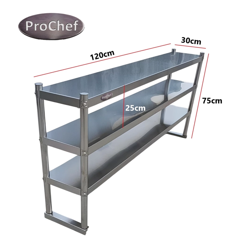PLATEO O PASA PLATOS TRIPLE 120X30X75 CM ACERO INOXIDABLE - 6
