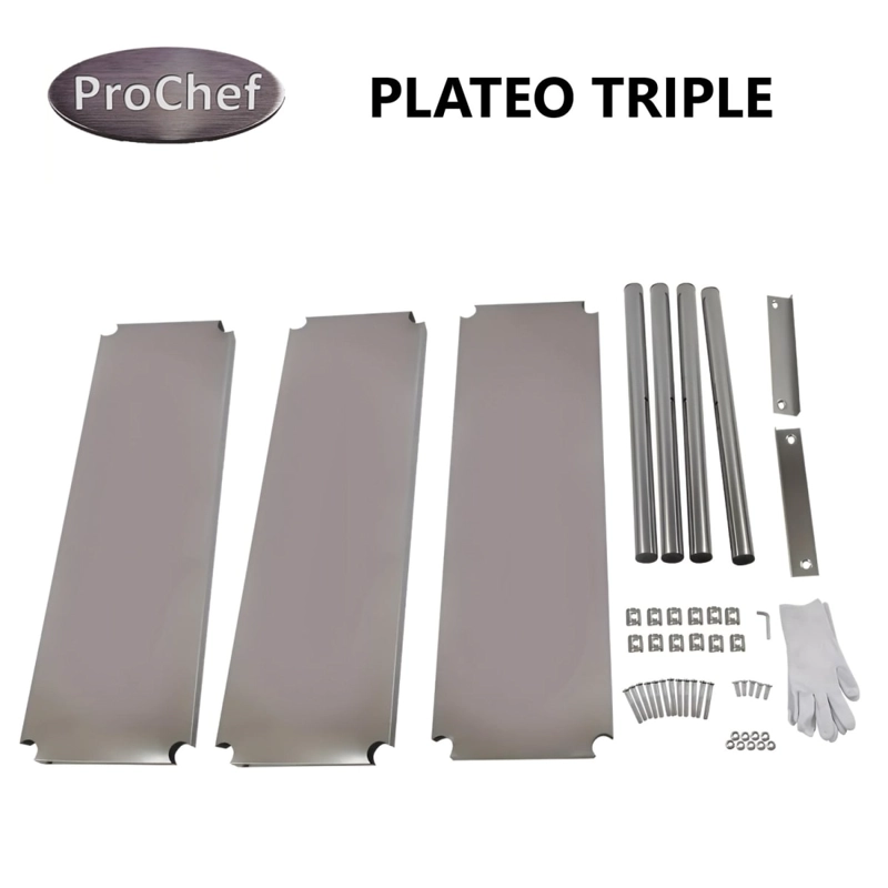 PLATEO O PASA PLATOS TRIPLE 120X30X75 CM ACERO INOXIDABLE - 7