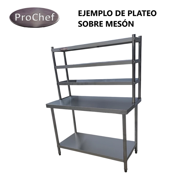 PLATEO O PASA PLATOS TRIPLE 120X30X75 CM ACERO INOXIDABLE - 8