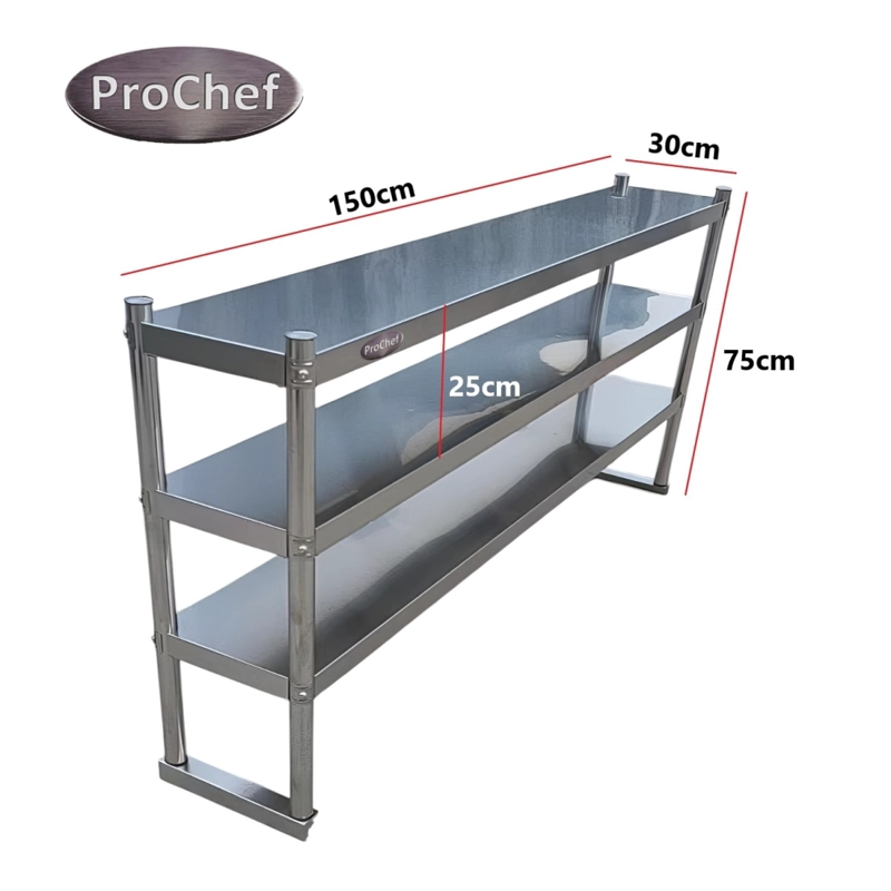 PLATEO O PASA PLATOS TRIPLE 150X30X75 CM ACERO INOXIDABLE - 5
