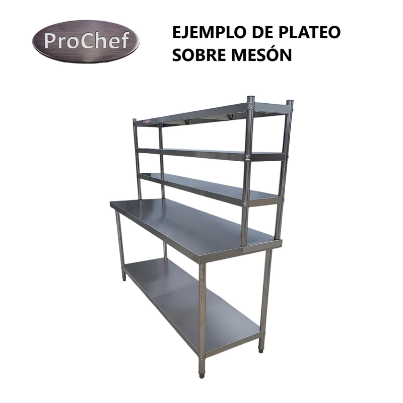 PLATEO O PASA PLATOS TRIPLE 150X30X75 CM ACERO INOXIDABLE - 6