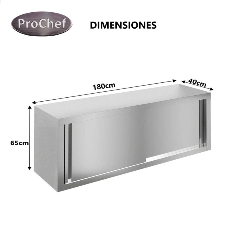 MUEBLE COLGANTE ACERO INOXIDABLE 180X65X40 CM - 5