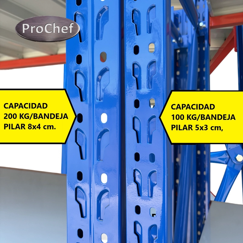 ESTANTE MINI RACK 120X50X200 CM 800 KG AZUL NARANJO GRIS - 7