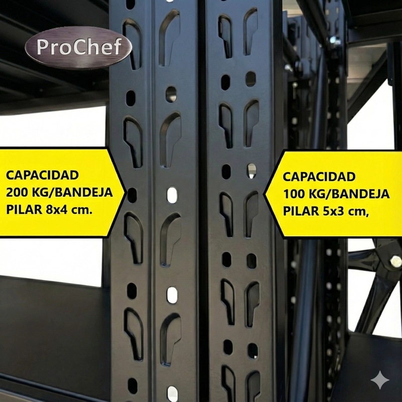 ESTANTE MINI RACK 150X50X200 CM 800 KG NEGRO - 9