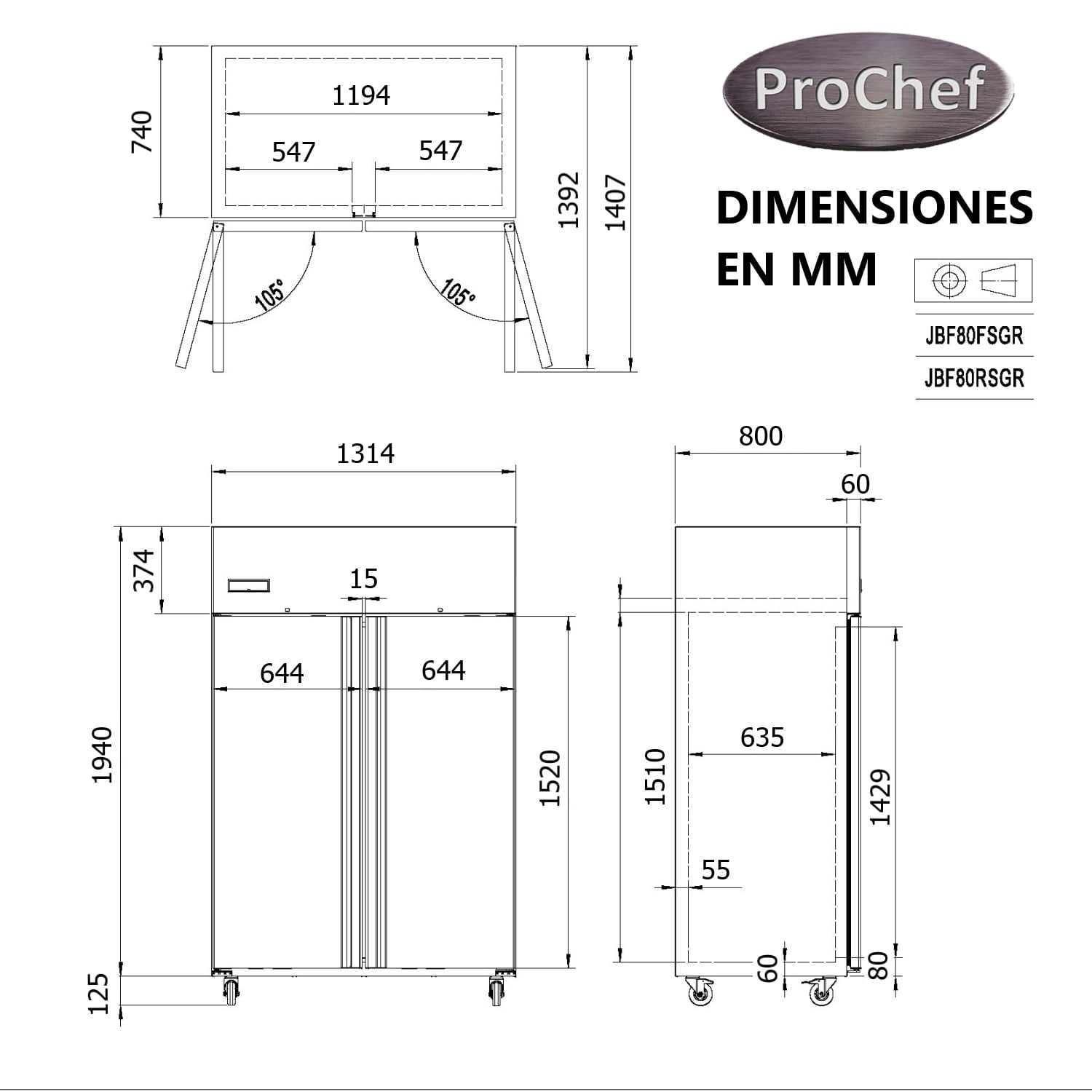 CONGELADOR INDUSTRIAL 860 LT ACERO INOX. FRIO FORZADO - 8