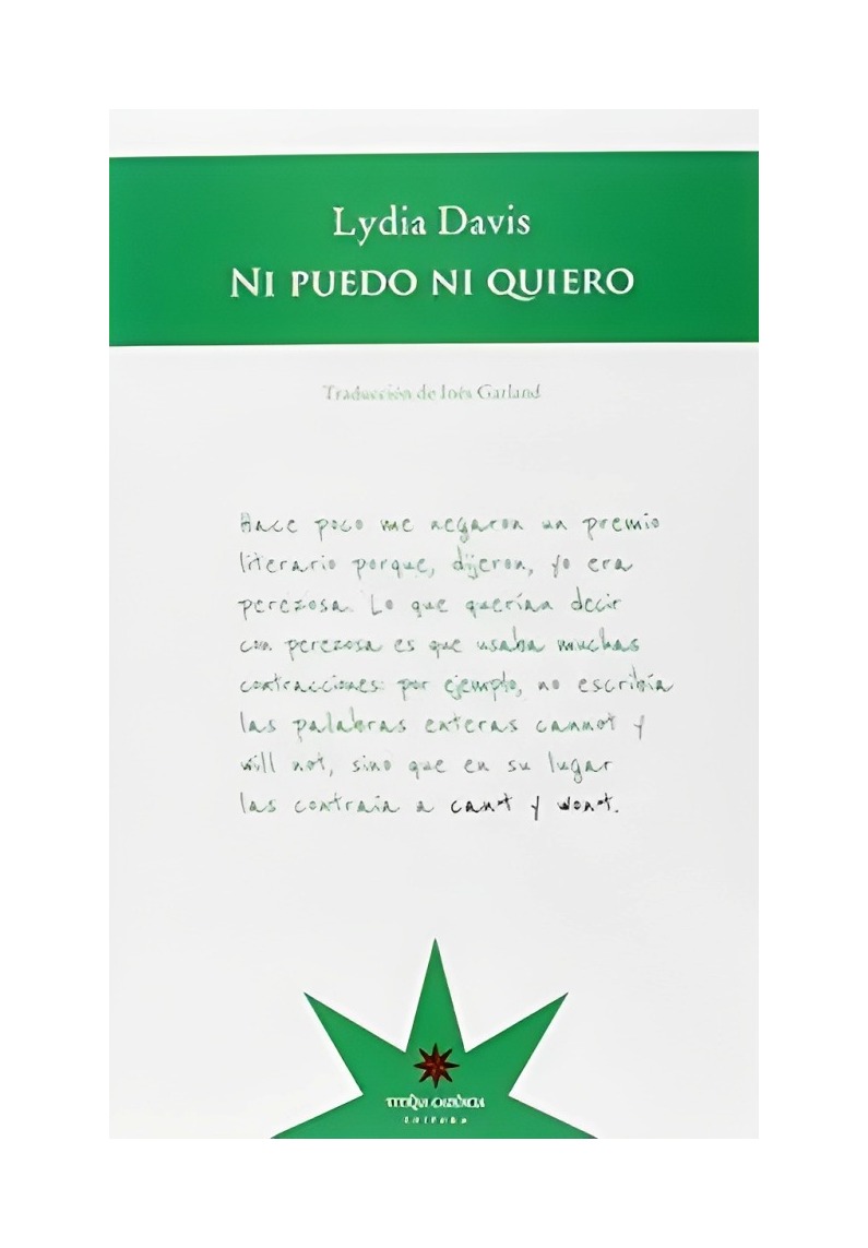 LIBRO NI PUEDO NI QUIERO LYDIA DAVIS ETERNA CADENCIA - 1