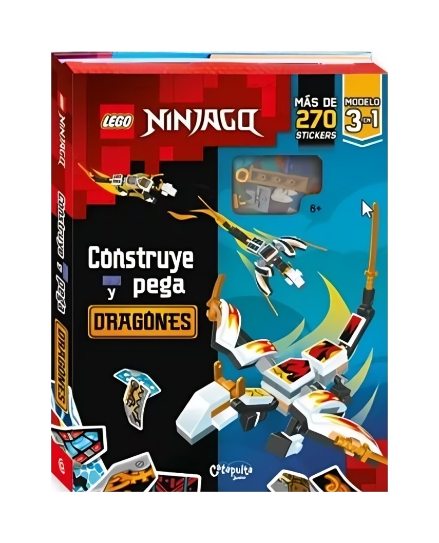 LIBRO LEGO NINJAGO CONSTRUYE Y PEGA: DRAGONES / RECLASIFICAR / CATAPULTA JUNIOR - 1