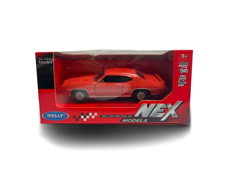 AUTO TOP10BOOKS PONTIAC GTO. MINIATURA WELLY ESC. 1.34 1969 ROJO - 1