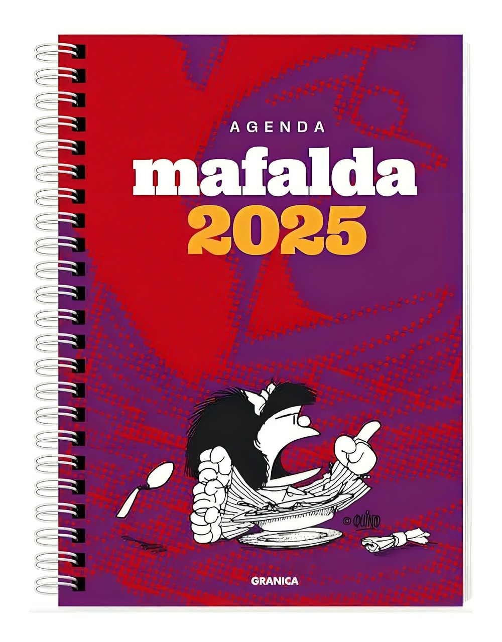 AGENDA TOP10BOOKS MAFALDA 2025 ANILLADA FEMINISTA VIOLETA-ROJO QUINO - 1