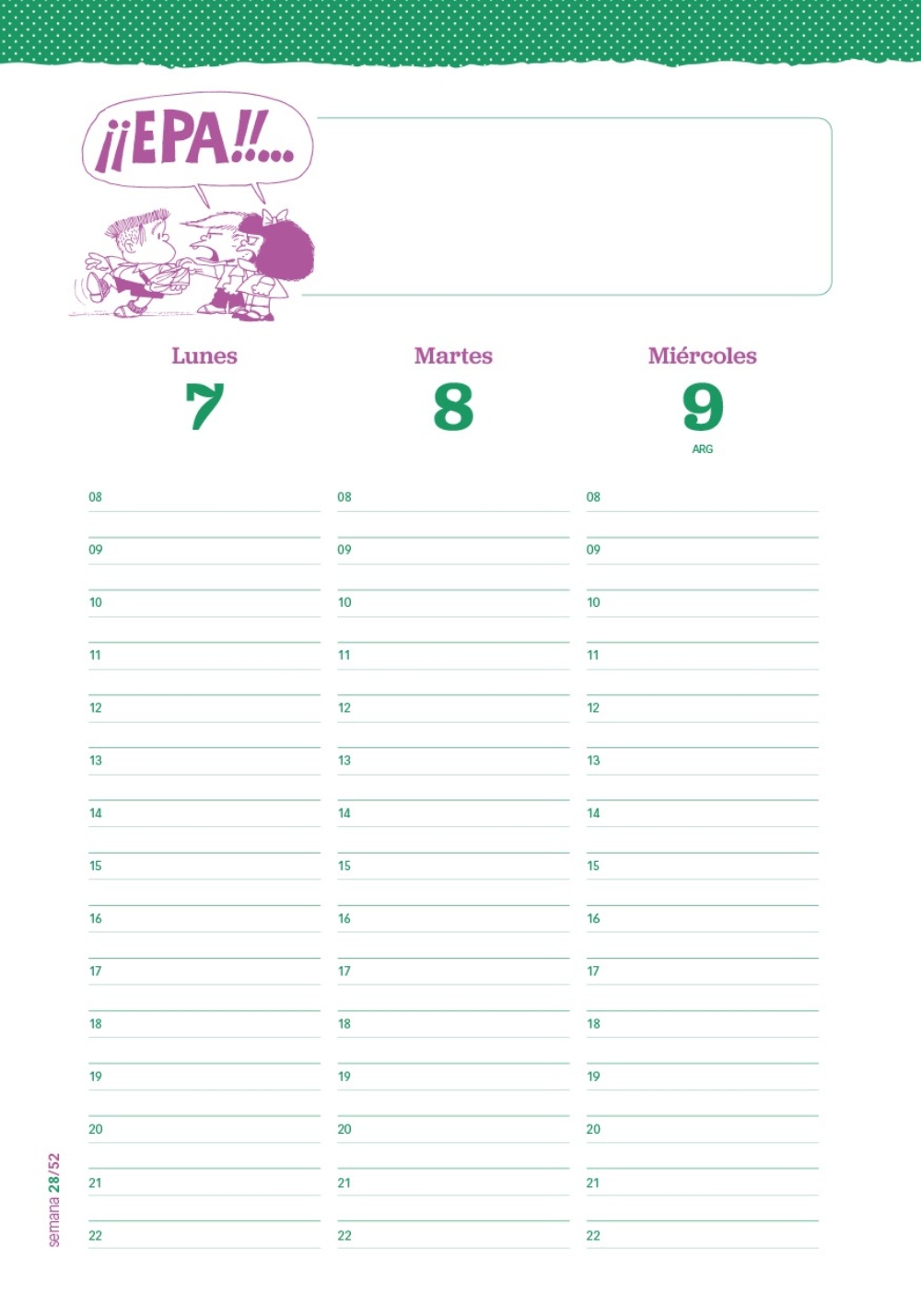 AGENDA TOP10BOOKS MAFALDA 2025 ANILLADA FEMINISTA VIOLETA-ROJO QUINO - 3
