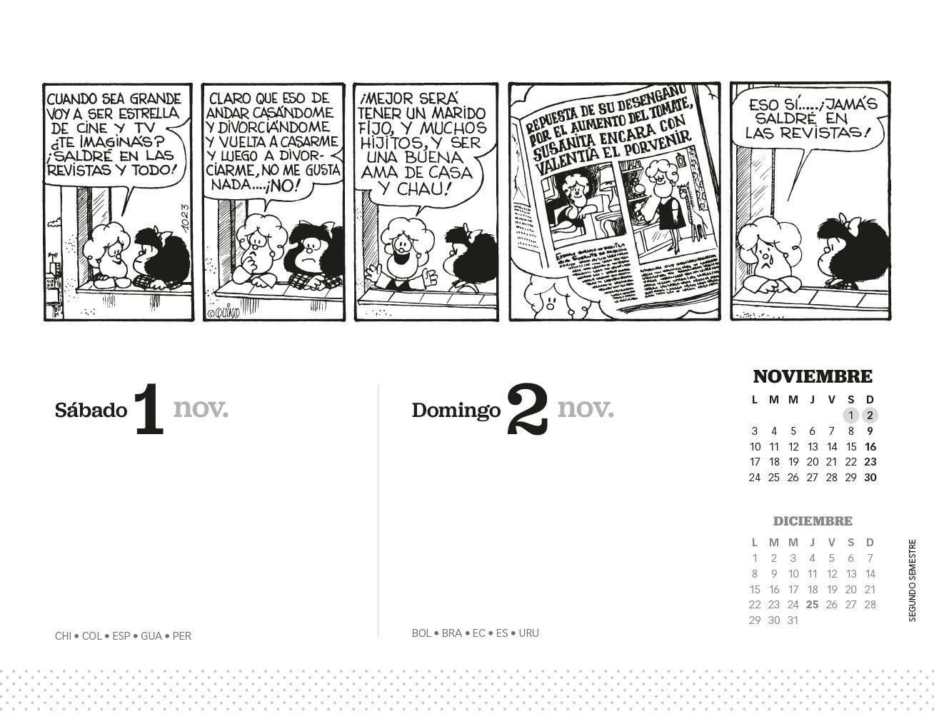 CALENDARIO DE COLECCIÓN TOP10BOOKS MAFALDA 2025 QUINO - 3