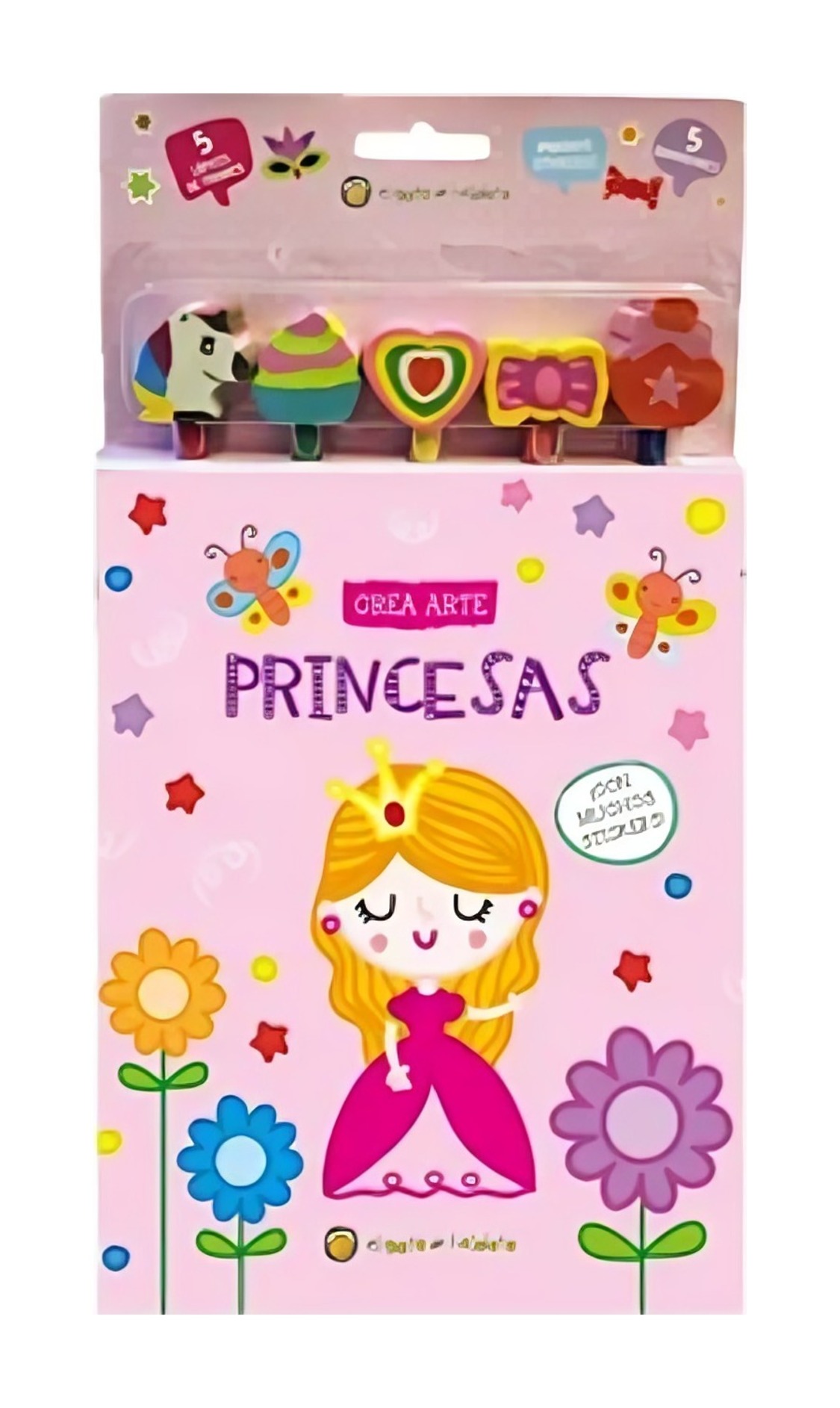 LIBRO INFANTIL PRINCESAS *CREA ARTE: LÁPICES, BORRADORES Y STICKERS* VARIOS AUTORES - 1