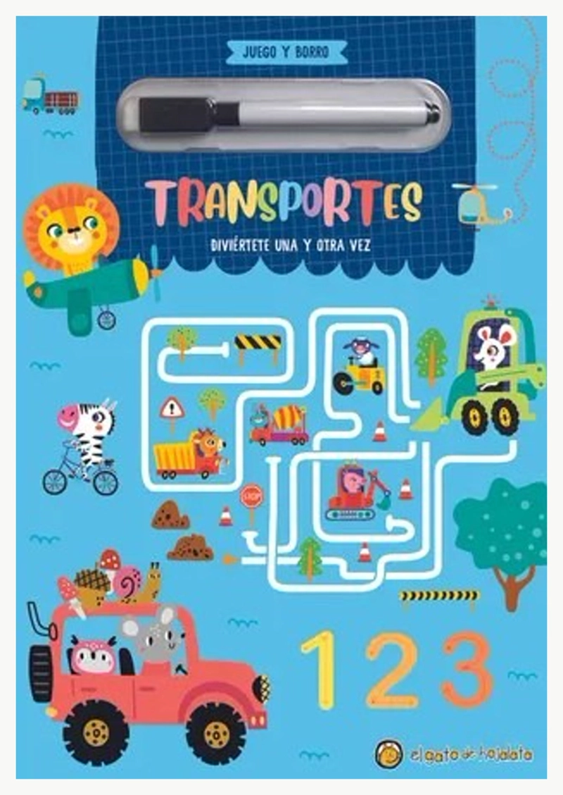 LIBRO TRANSPORTES-JUEGA Y BORRA - EL GATO DE HOJALATA - 1