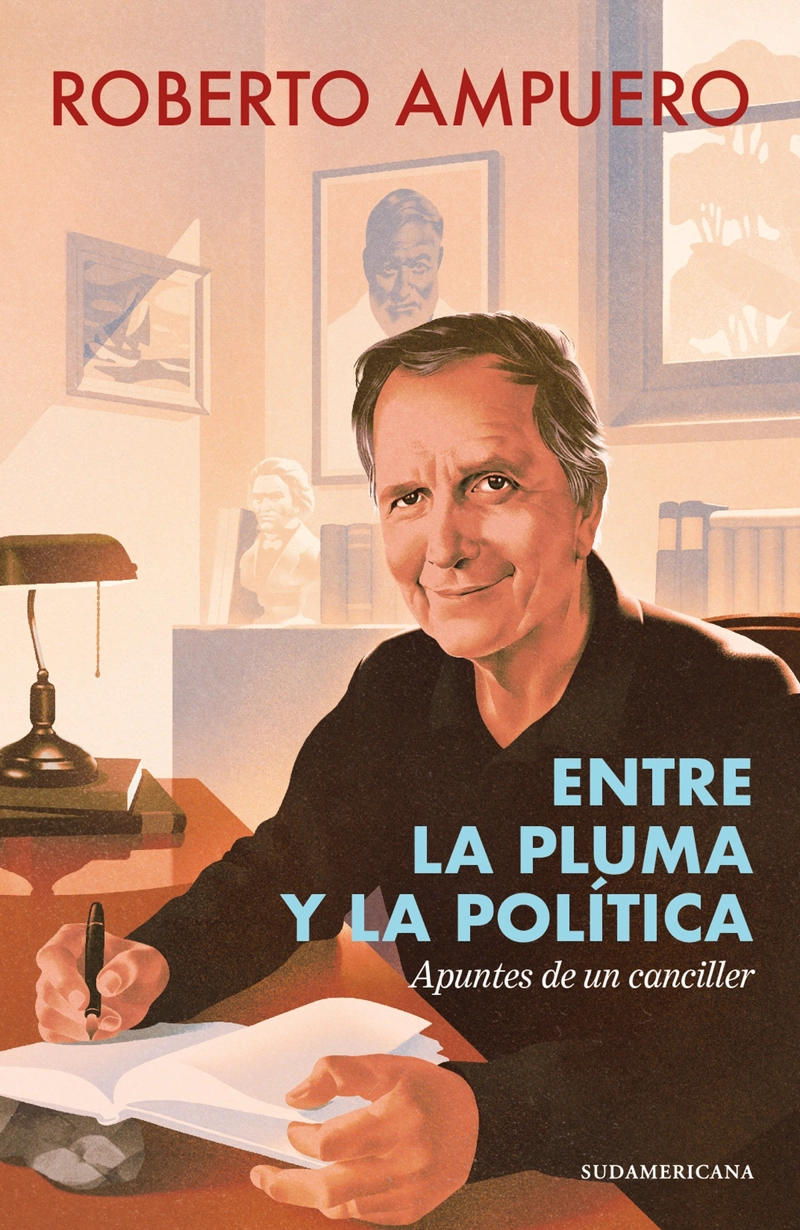 LIBRO ENTRE LA PLUMA Y LA POLITICA - ROBERTO AMPUERO - 1