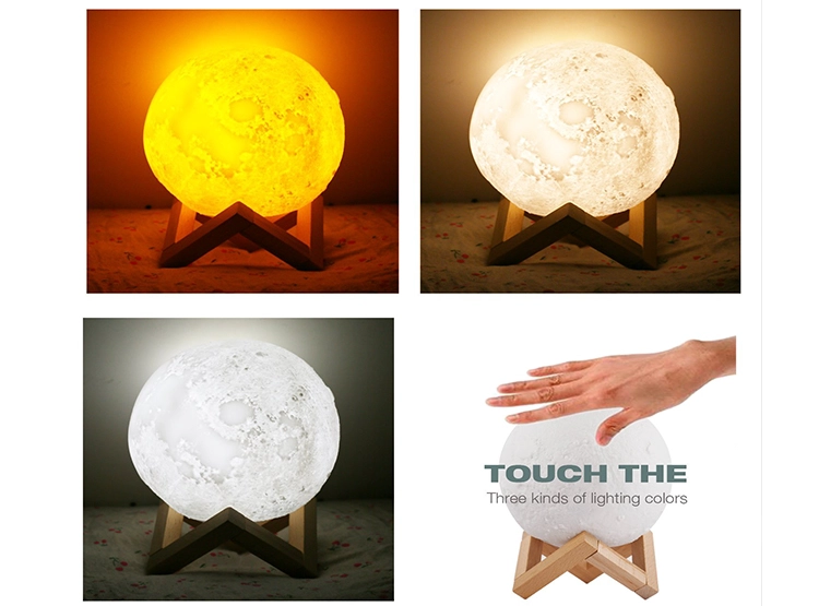 LAMPARA LED LUNA LLENA 3D CAMBIA COLOR TOUCH - 3