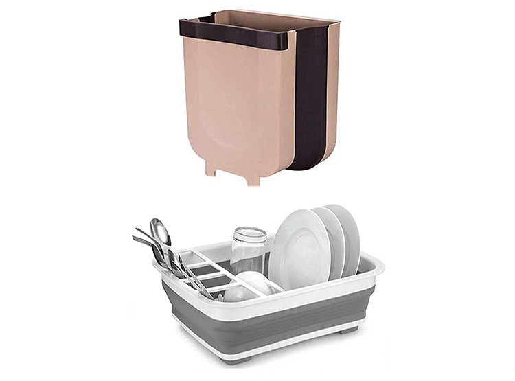 SET BASURERO PORTATIL + SECAPLATOS ESCURRIDOR - 1