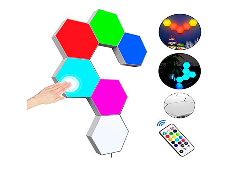 LUCES LED 6 PIEZAS CONTROL COLORES TOUCH PEGABLES - 1