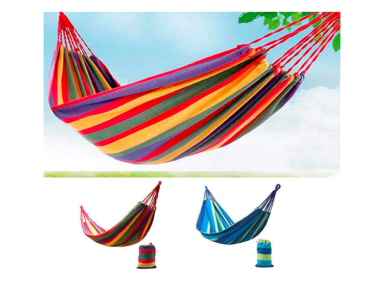HAMACA DEWINNER AZUL COLGANTE RAYADA + SOFA INFLABLE - 2