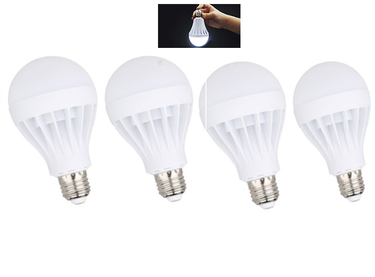 PACK 4 AMPOLLETAS LED 12W RECARGABLES PORTATILES EMERGENCIA - 1