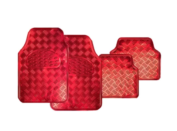 PISOS DE GOMA AUTO DEWINNER METALIZADOS ROJO UNIVERSAL 4 UNI - 2