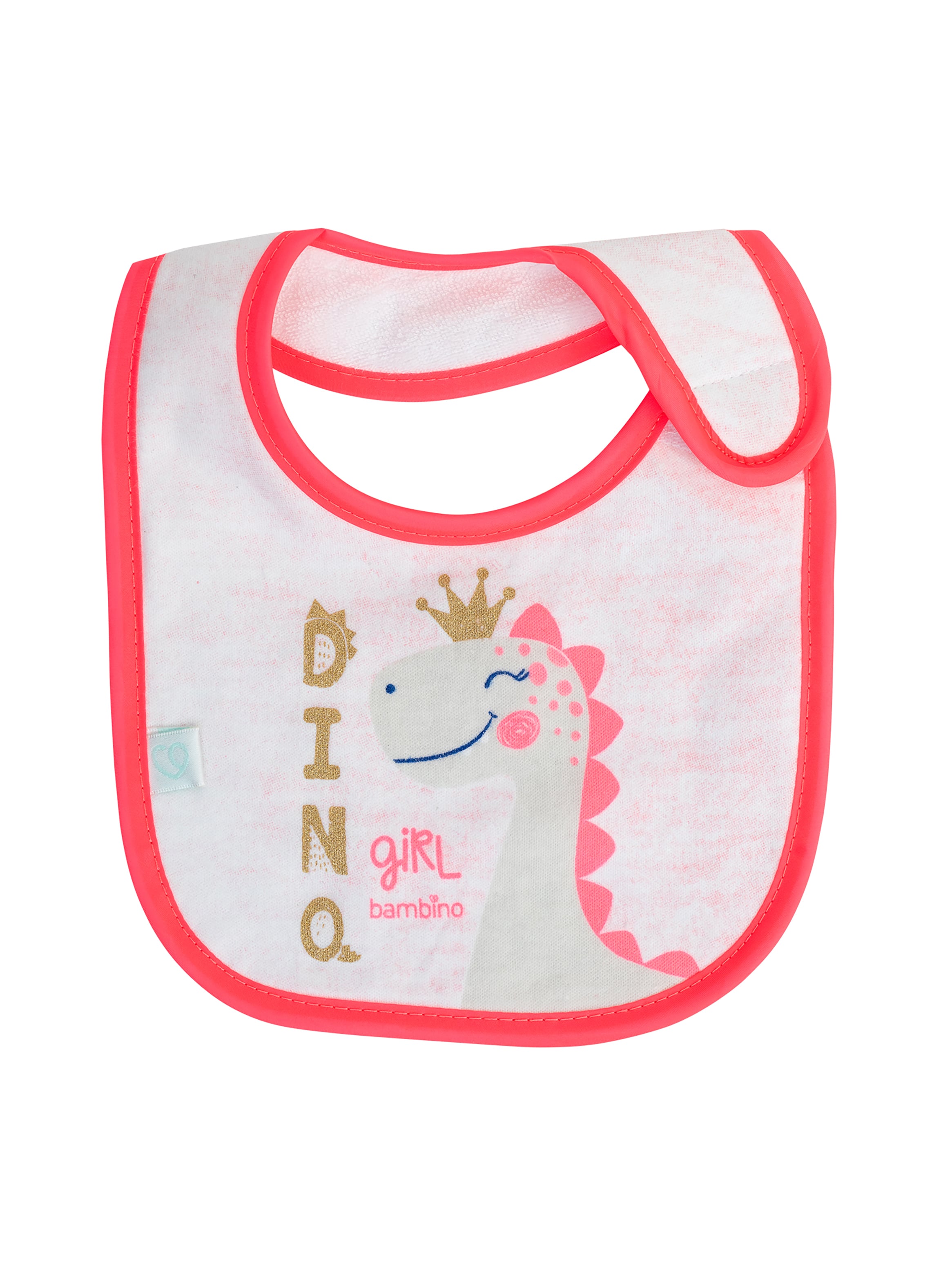 BABERO BAMBINO ALGODÓN IMPERMEABLE DINO FUCSIA - 2