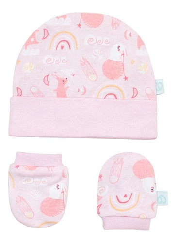 SET 2 PIEZAS BABY GIFT GORRITO Y MITONES BAMBINO ROSADO - 1