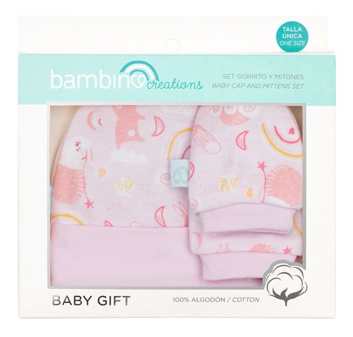 SET 2 PIEZAS BABY GIFT GORRITO Y MITONES BAMBINO ROSADO - 2
