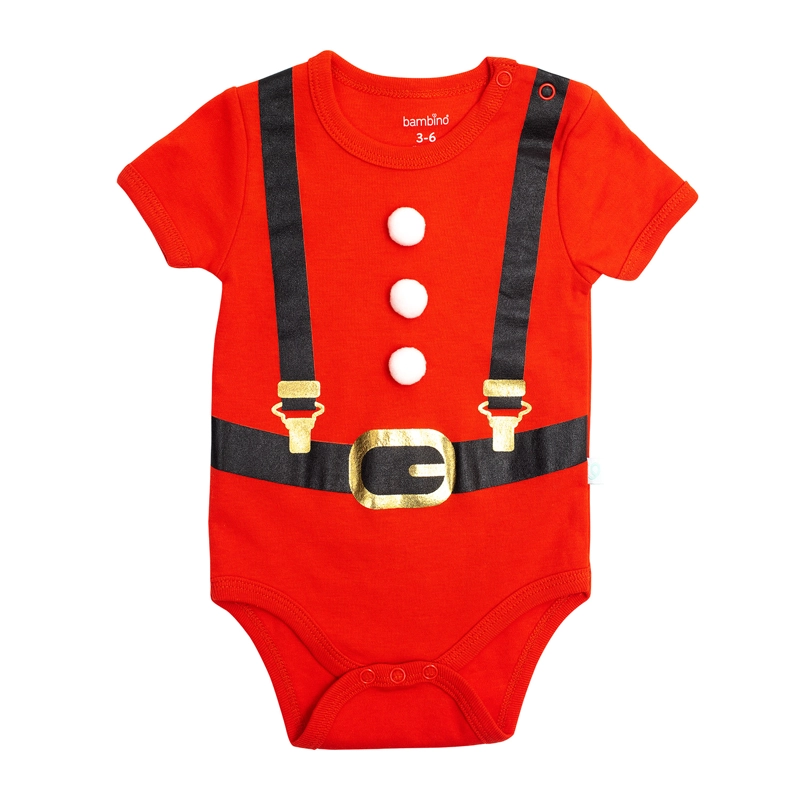 BODY ALGODON UNISEX BAMBINO ROJO MANGA CORTA NAVIDAD VIEJO PASCUERO - 1