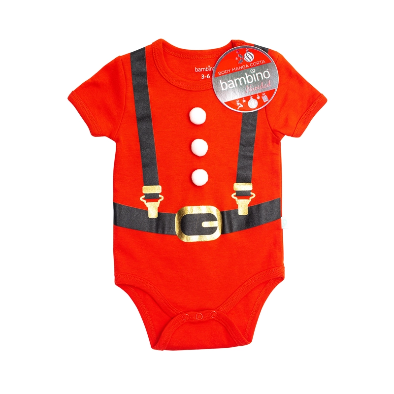 BODY ALGODON UNISEX BAMBINO ROJO MANGA CORTA NAVIDAD VIEJO PASCUERO - 2