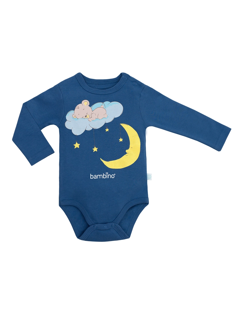 SET BODY ALGODON UNISEX BAMBINO CELESTE 2 PIEZAS MANGA LARGA OSO - 3